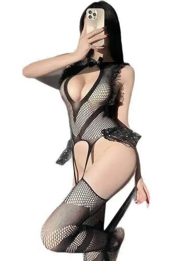 Bodystocking Fishnet - Bodystocking Sexy com Renda e Rede,