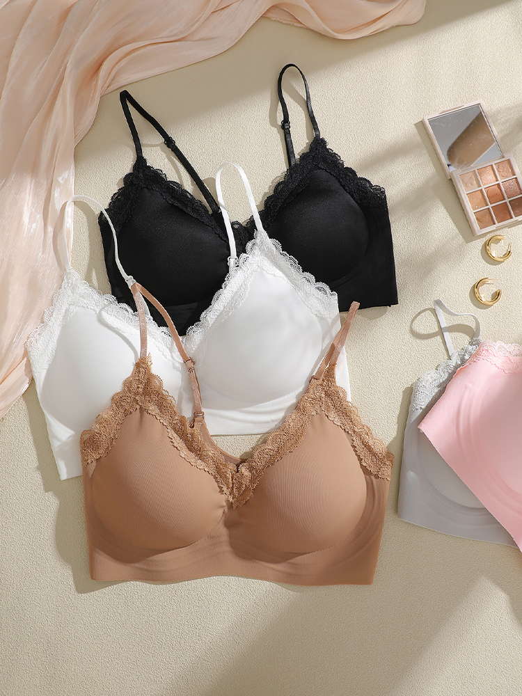 Bralette Wireless Soft - Sutiã de renda estilo francês feminino,