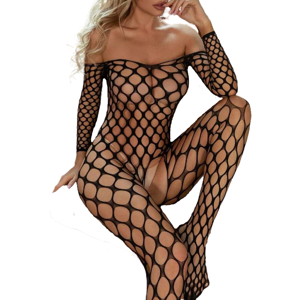 Bodystocking Fishnet - Sexy lingerie feminina oco bodystocking malha