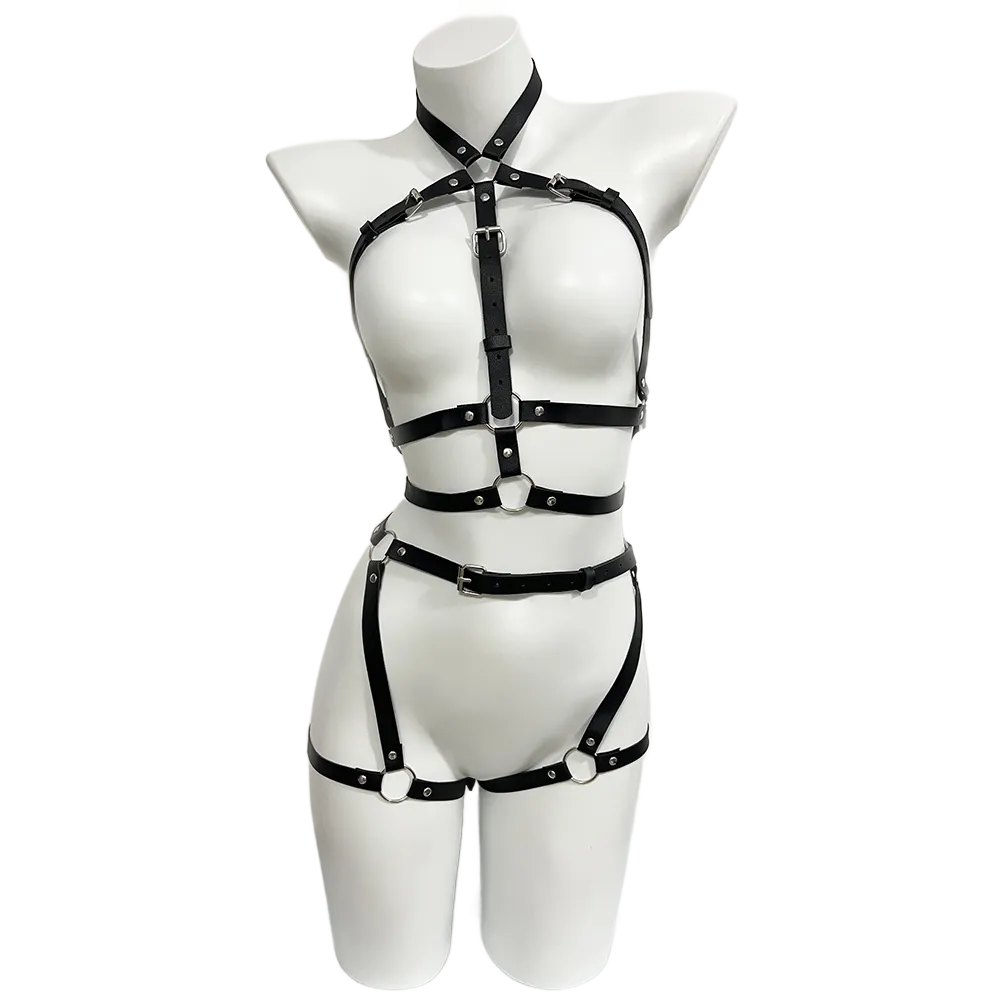 Garter Belt Set - Arnês para mulheres de couro do