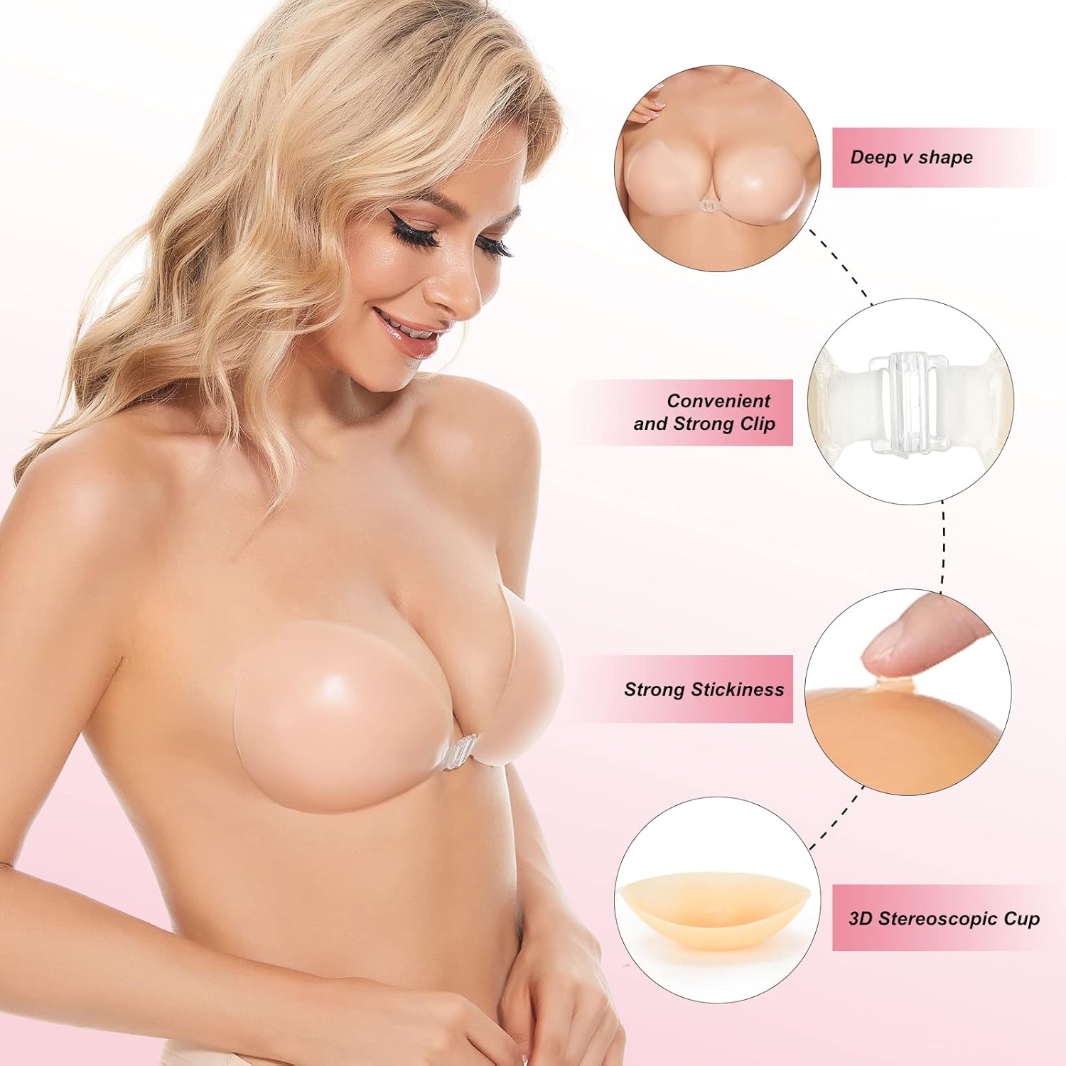 Silicone Bra Adhesive - Sutiã Adesivo Push Up Invisível de
