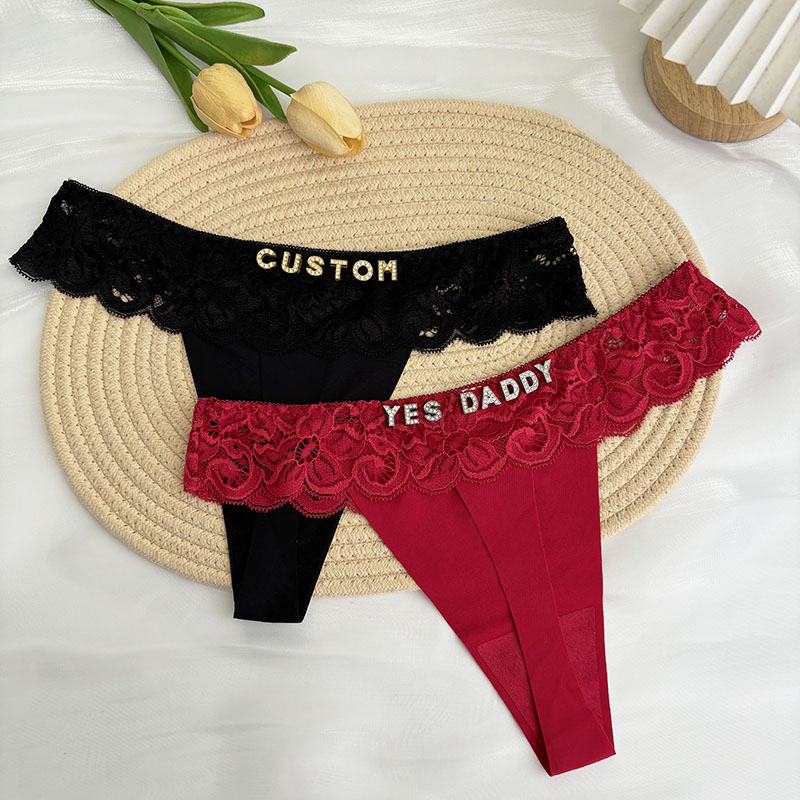 Thong Bikini Women - Personalizado tanga nome carta de cristal