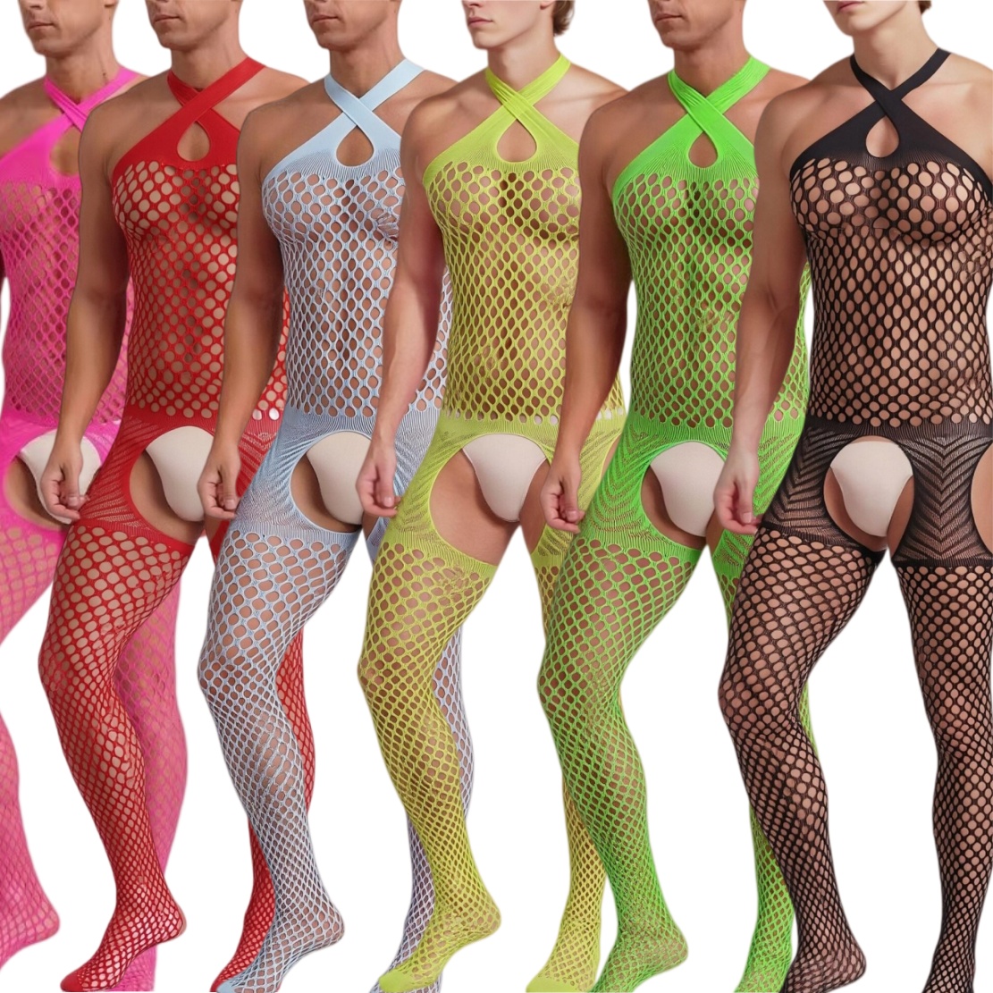 Bodystocking Fishnet - Pijama Masculino em Rede Transparente Sem