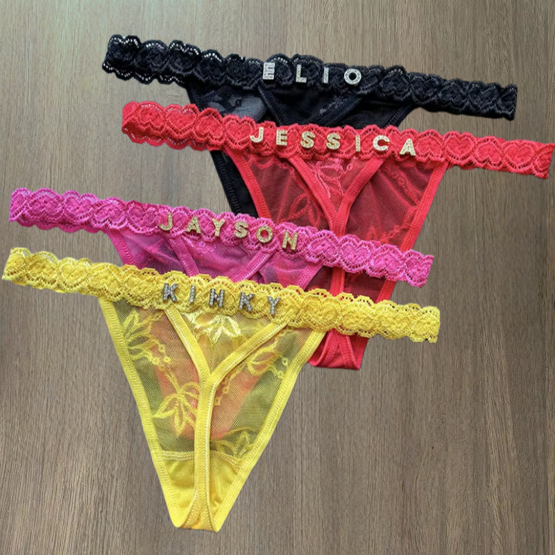 Thong Bikini Women - Calcinha tanga personalizada nome carta de