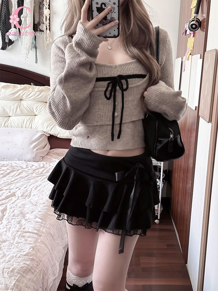 Cami Top Lace - Conjunto Vintage Japonês Coquette de 3