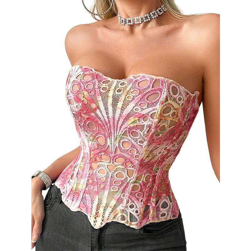 Cami Top Lace - Corselete Sexy de Renda Transparente e