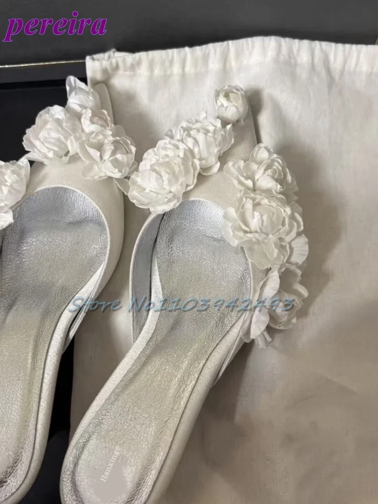 Slip Dress Satin - Sandálias de casamento com múltiplas flores,