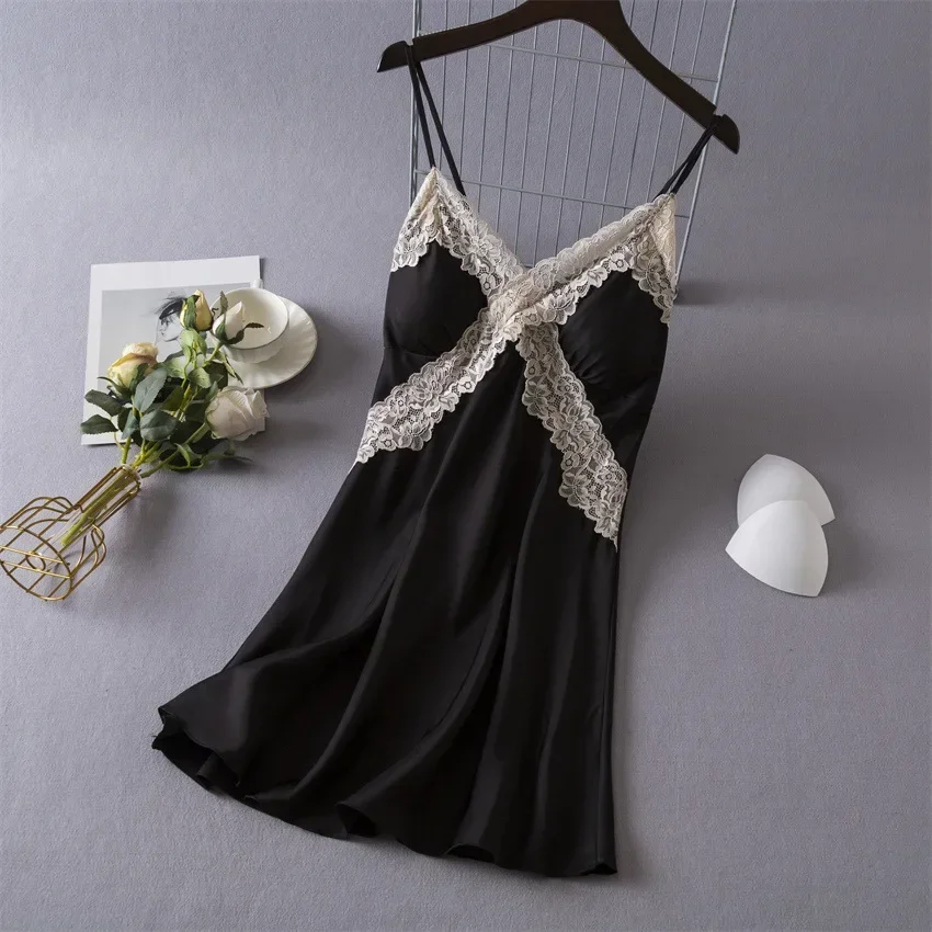 Babydoll Chemise Night - Lingerie sexy feminina camisola de cetim