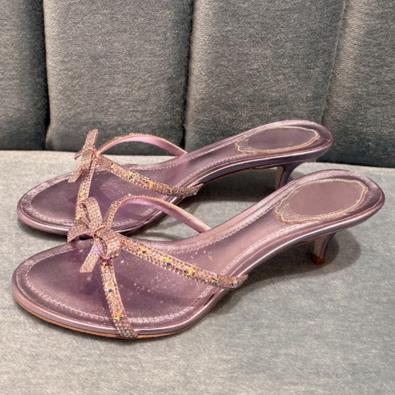 Slip Dress Satin - Sandálias Femininas de Salto Baixo com