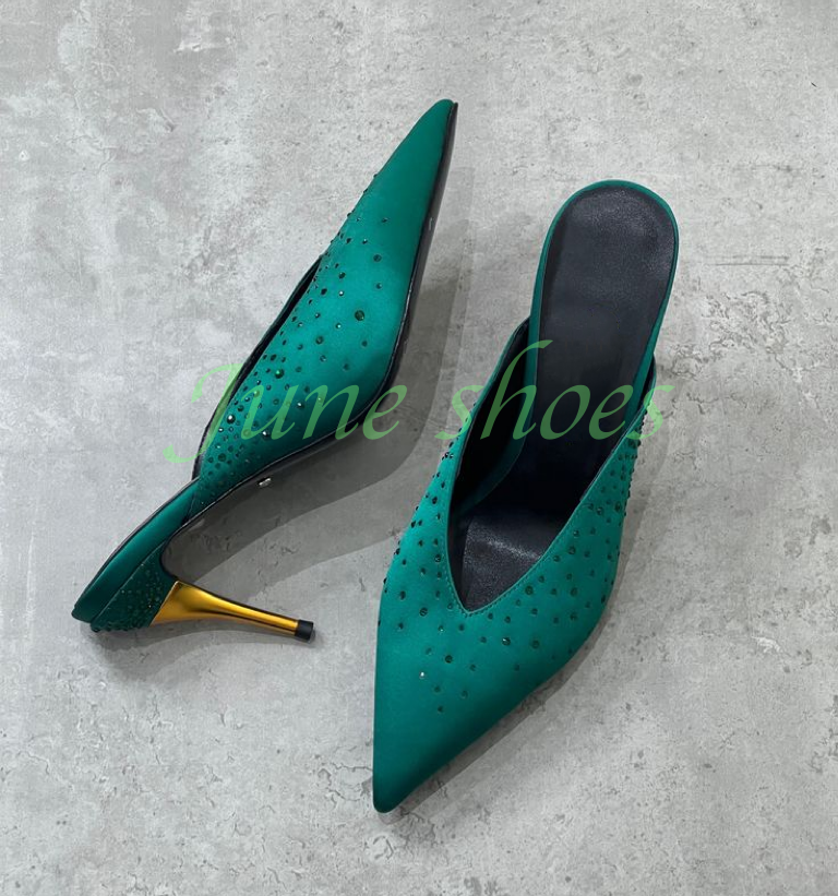 Slip Dress Satin - Senhora cetim verde escuro lantejoulas estilingue