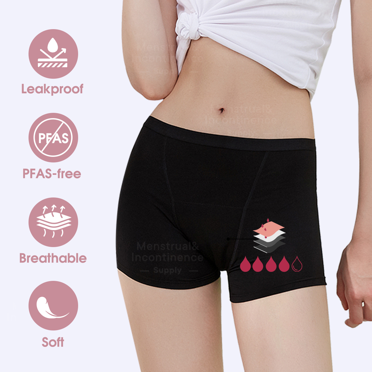 Boyshort Underwear - Roupa íntima de fibra de bambu