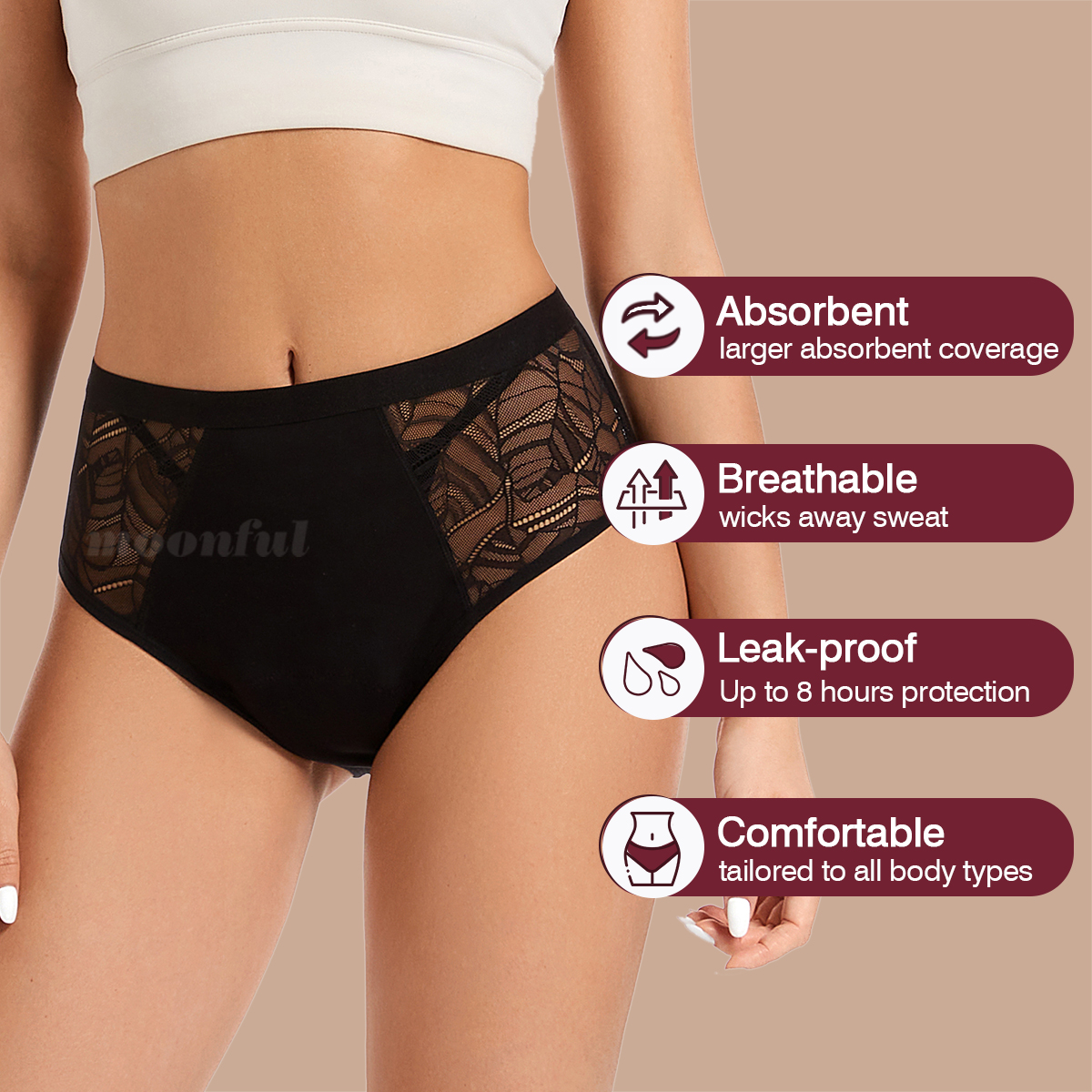 Moonful calcinha menstrual fem - Period Panty Absorbent avaliação e preço