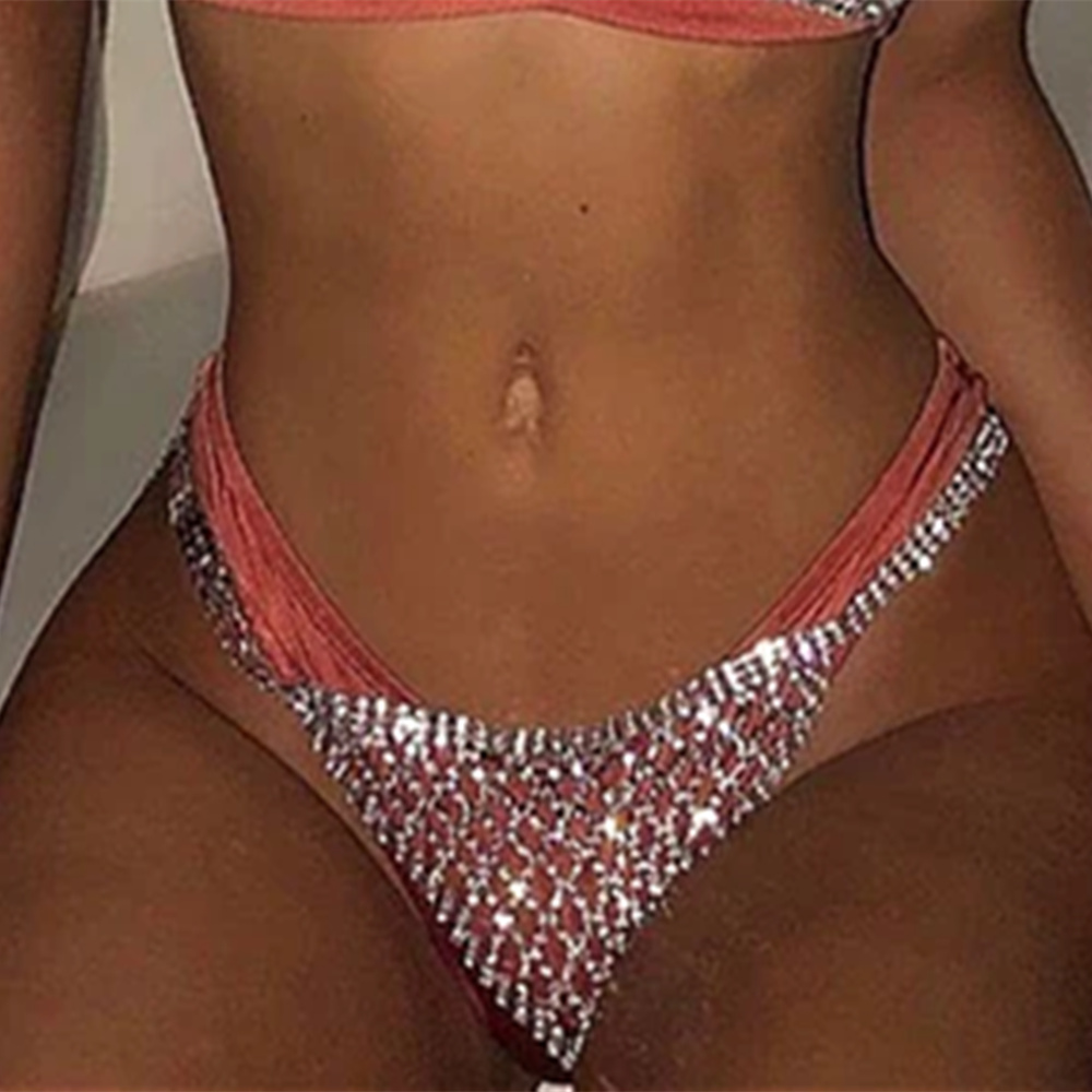 Stonefans malha strass corpo c - Thong Bikini Women avaliação e preço