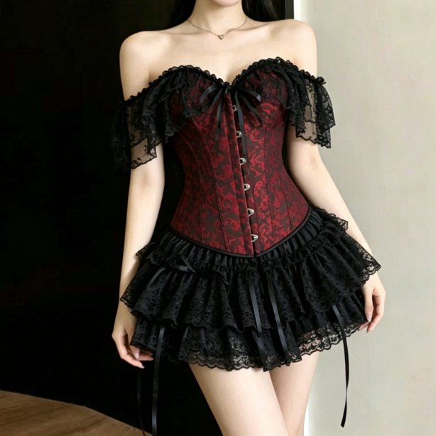 Conjunto de Corset Gótico Escu - Cami Top Lace avaliação e preço