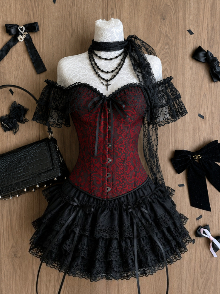 Conjunto de Corset Gótico Escu - Cami Top Lace avaliação e preço