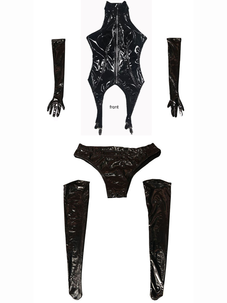 Wet Look PVC Catsuit, brilhant - Garter Belt Set avaliação e preço