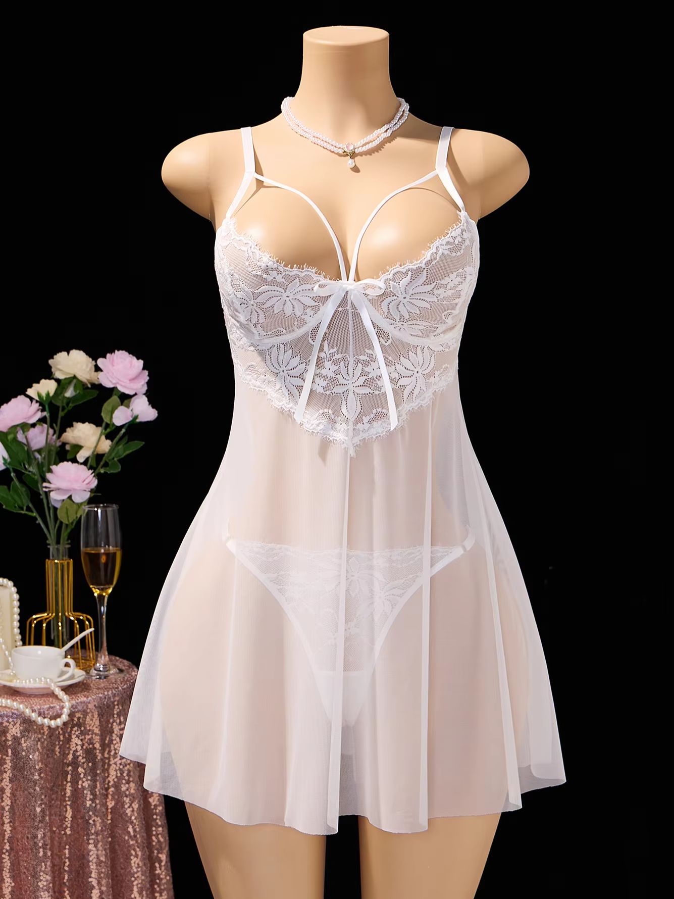 Vestido de Lingerie Babydoll B - Babydoll Chemise Night avaliação e preço