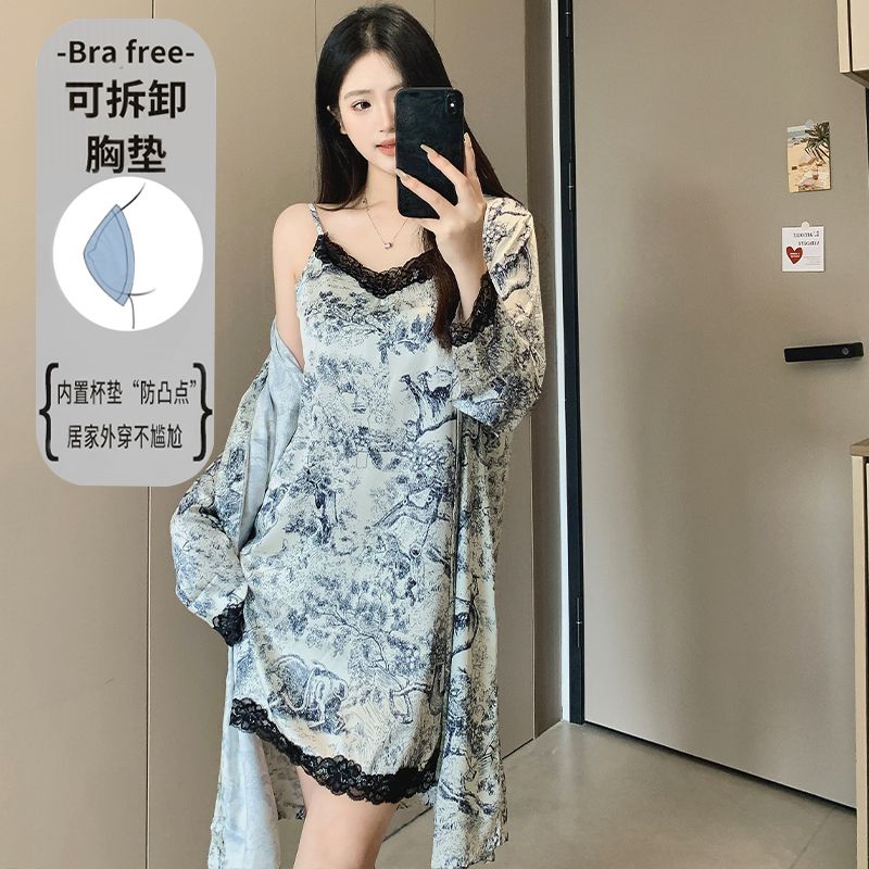 Conjunto de Lingerie Sexy de R - Robe Silk Women avaliação e preço