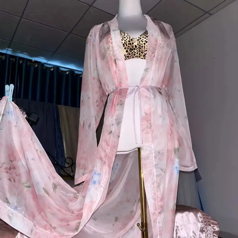 Rosa de seda impressa ver atra - Robe Silk Women avaliação e preço
