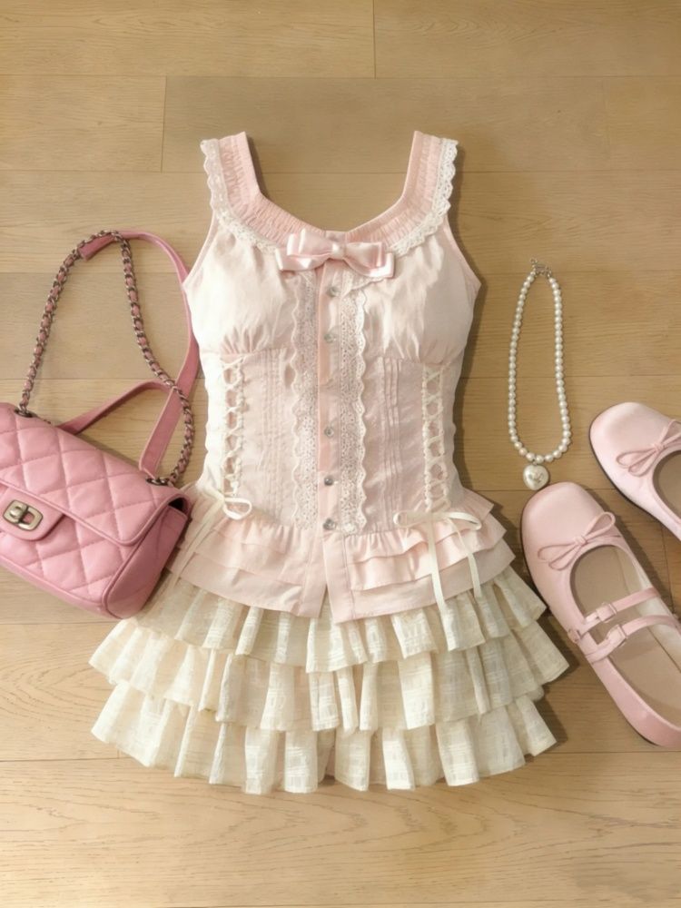 Conjunto de 2 Peças Kawaii Jap - Cami Top Lace avaliação e preço
