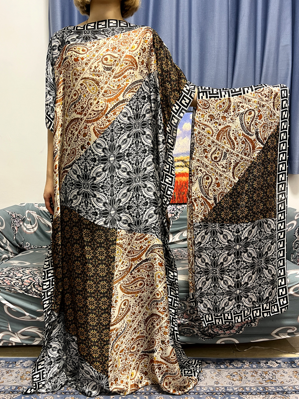 Abayas para mulheres dubai kaf - Robe Silk Women avaliação e preço