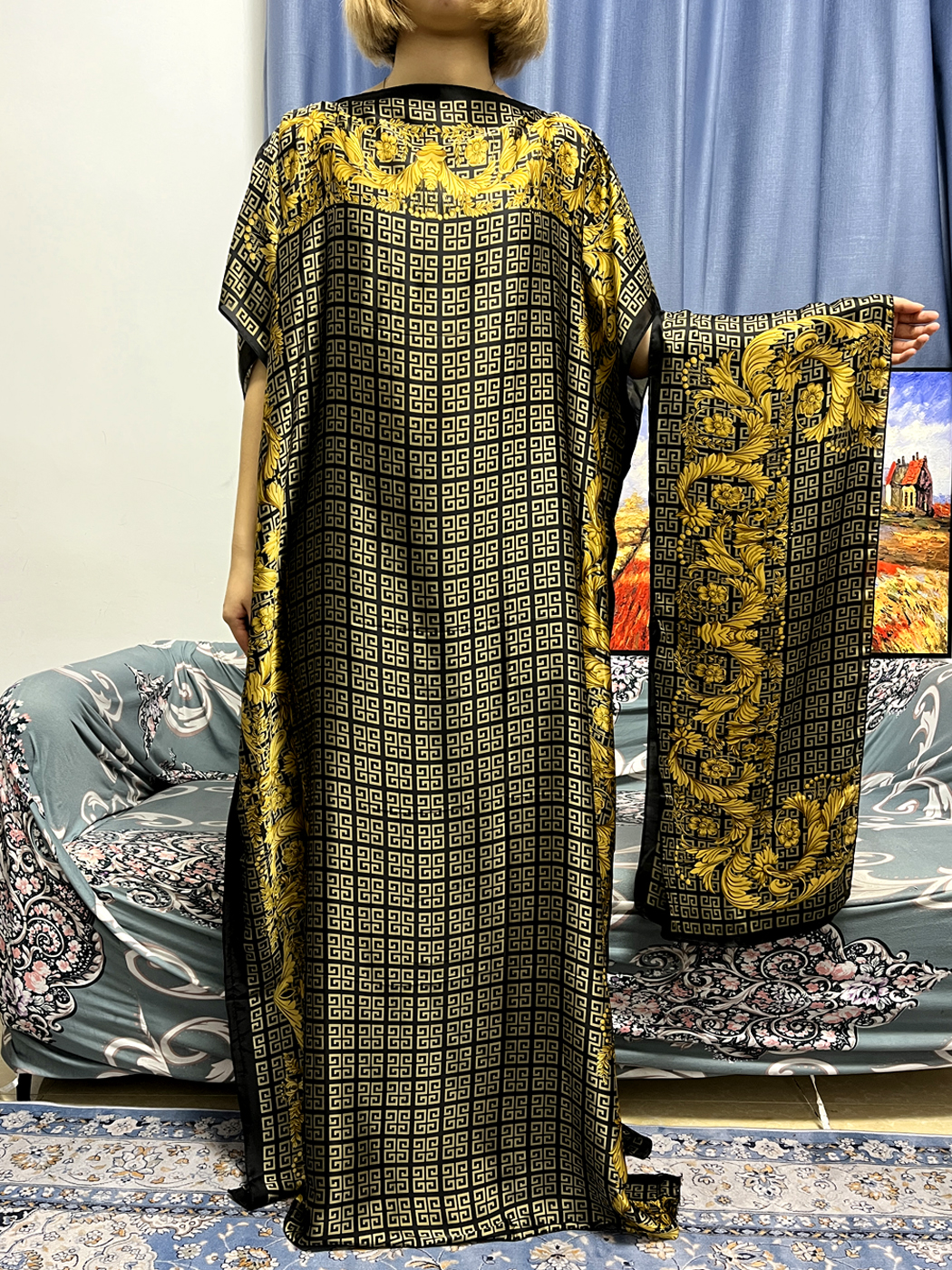 Abayas para mulheres dubai kaf - Robe Silk Women avaliação e preço