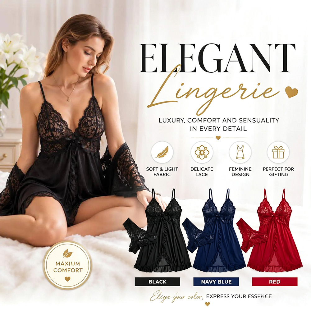 Lingerie de renda feminina che - Babydoll Chemise Night avaliação e preço