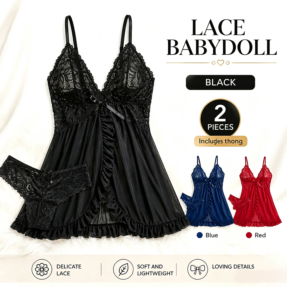 Lingerie de renda feminina che - Babydoll Chemise Night avaliação e preço