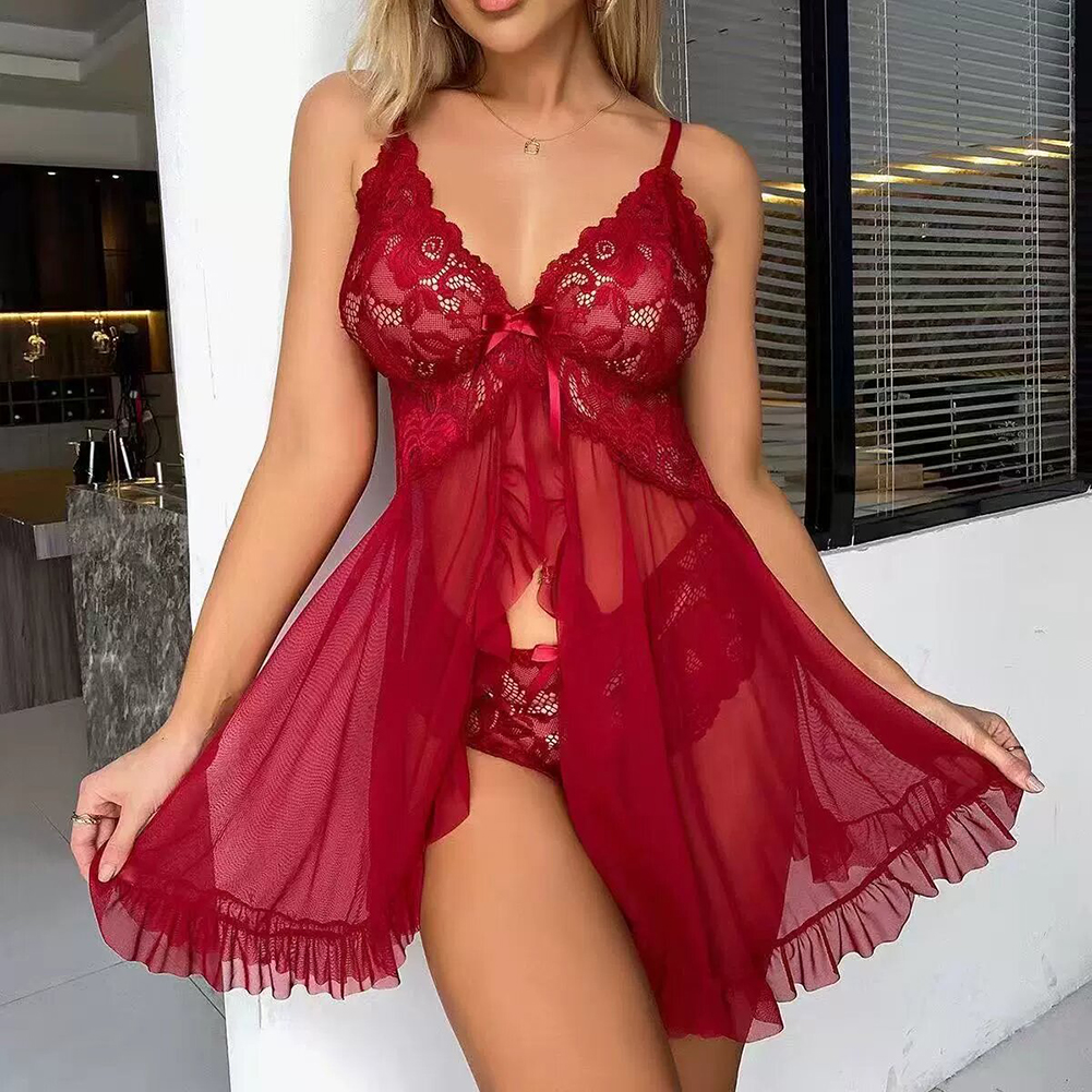 Lingerie de renda feminina che - Babydoll Chemise Night avaliação e preço